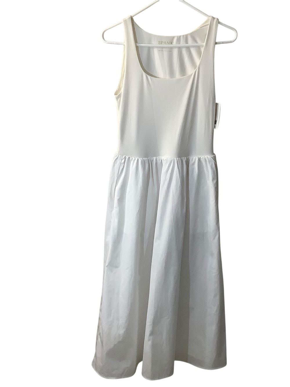 SPANX White Sleeveless Smooth Jersey Mix Media Midi Dress